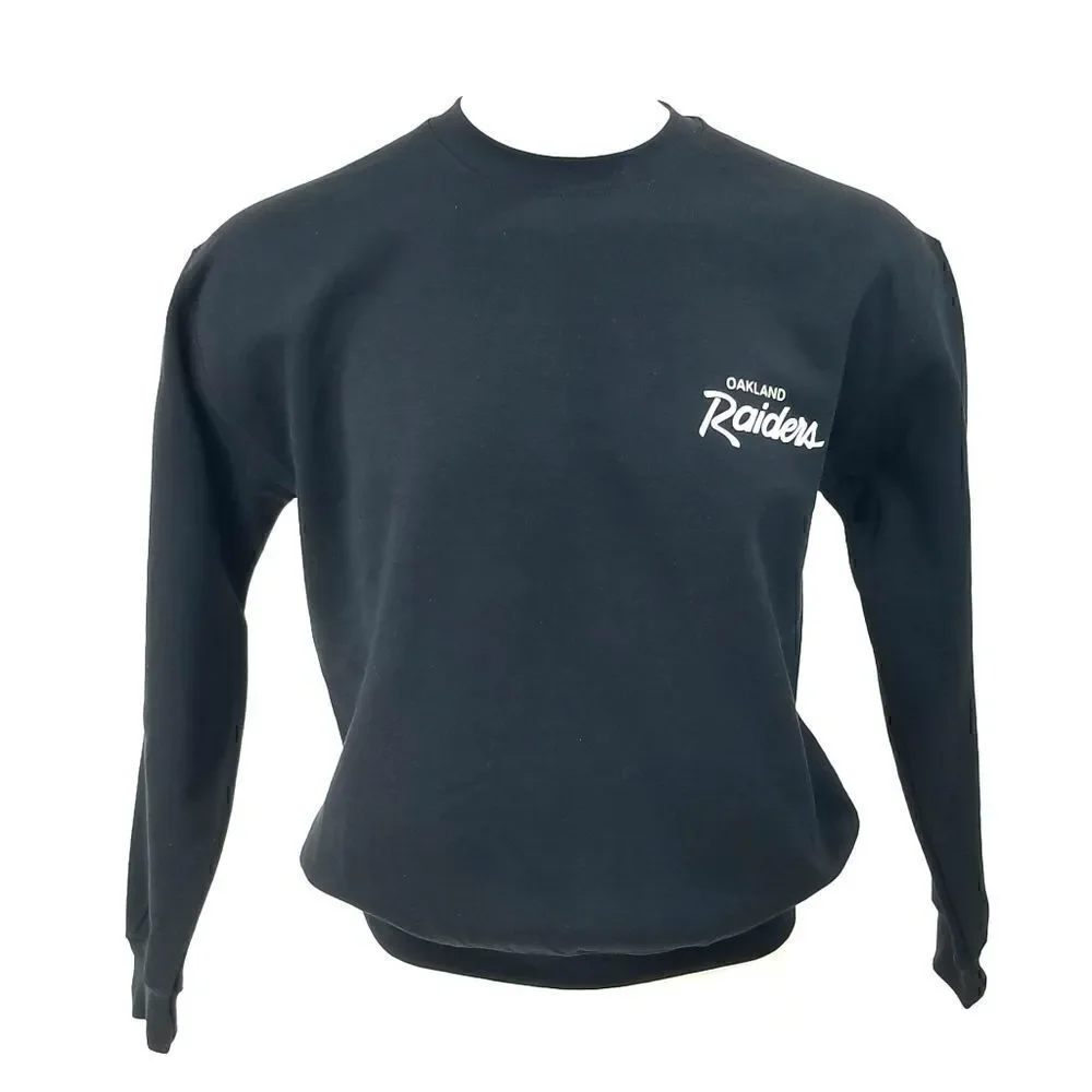 OAKLAND RAIDERS NFL Double Script Retro Logo LS Pullover Crewneck, Sweatshirt - Picture 1 of 5